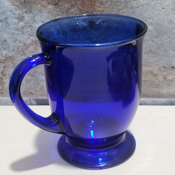 Vintage Starbucks Cobalt Blue Glass Pedestal Mug - Picture 8 of 10